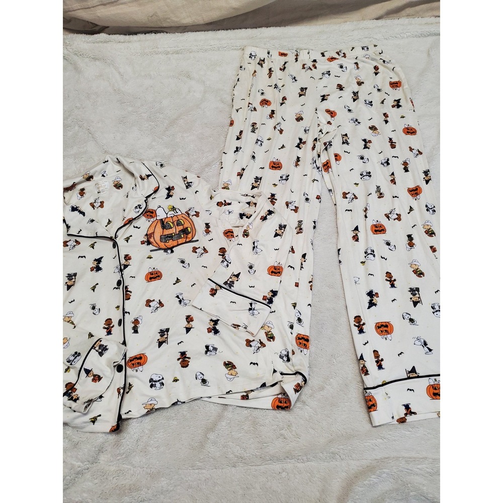 Beauty Sleep Social x‎ Peanuts Great Pumpkin Halloween Pajama Top Pants Set XL